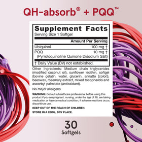 Flacon de Jarrow Formulas QH-Absorb + PQQ avec arrière-plan naturel