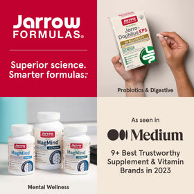 Flacon de Jarrow Formulas QH-Absorb + PQQ ouvert avec gélules