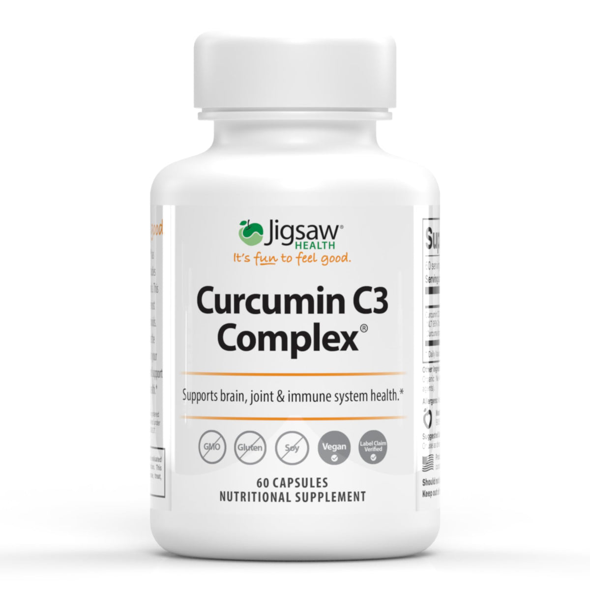 Flacon de Jigsaw Health Curcumin C3 Complex 60 capsules vue avant