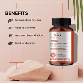 Flacon de Jiva Ayurveda Kutki avec étiquette visible