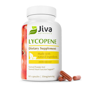 Flacon de Jiva Botanicals Lycopène 30mg 60 capsules vue de face