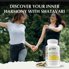 Flacon de Jiva Botanicals Shatavari avec capsules visibles