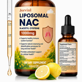 Flacon de Jorvinl NAC 1000mg liquide avec étiquette détaillant la composition