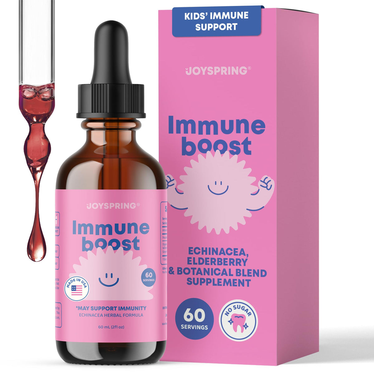 Flacon de JoySpring Complément Alimentaire Echinacée et Sureau 60 ml