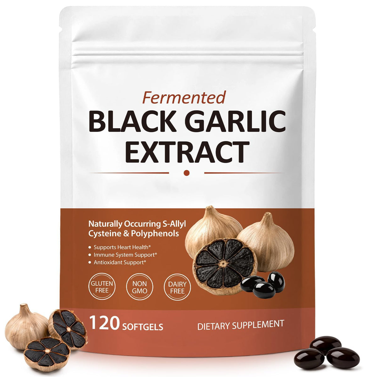 Flacon de JYVGNLXS Extrait de Ail Noir Fermenté avec 120 gélules