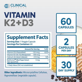 Flacon de K2 + D3 ouvert montrant les capsules