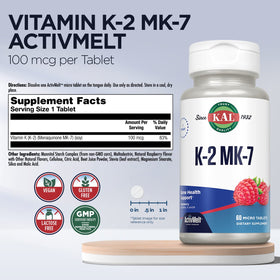 Flacon de KAL K2 MK7 100 mcg avec étiquette