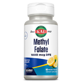 Flacon de KAL Methyl Folate 1000 mcg vue de face
