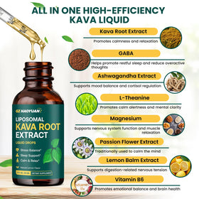 Flacon de Kava Kava Liquide GZ HAOYUAN 600 mg 2 Fl Oz avec étiquette