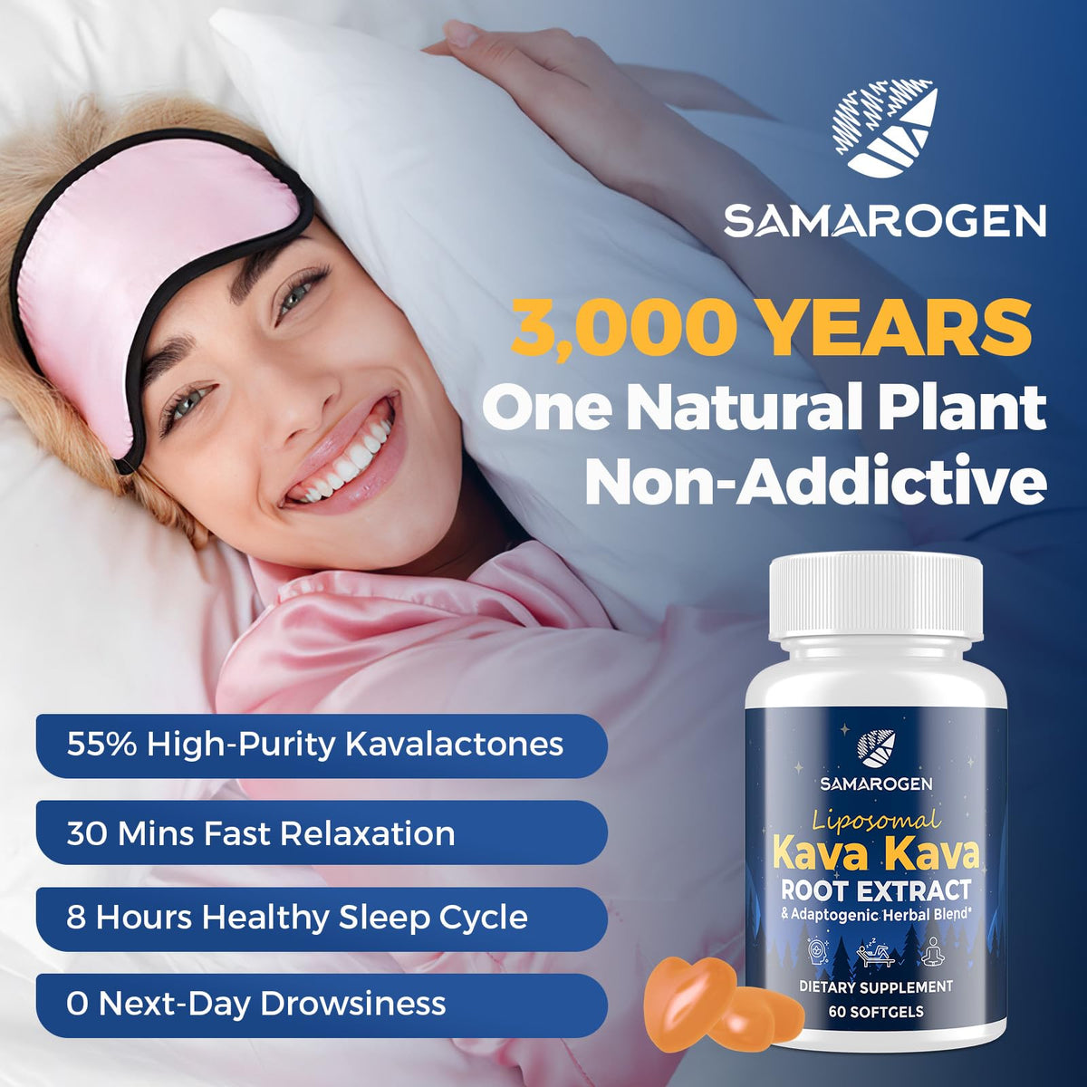 Flacon de Kava Kava Samarogen avec capsules à côté