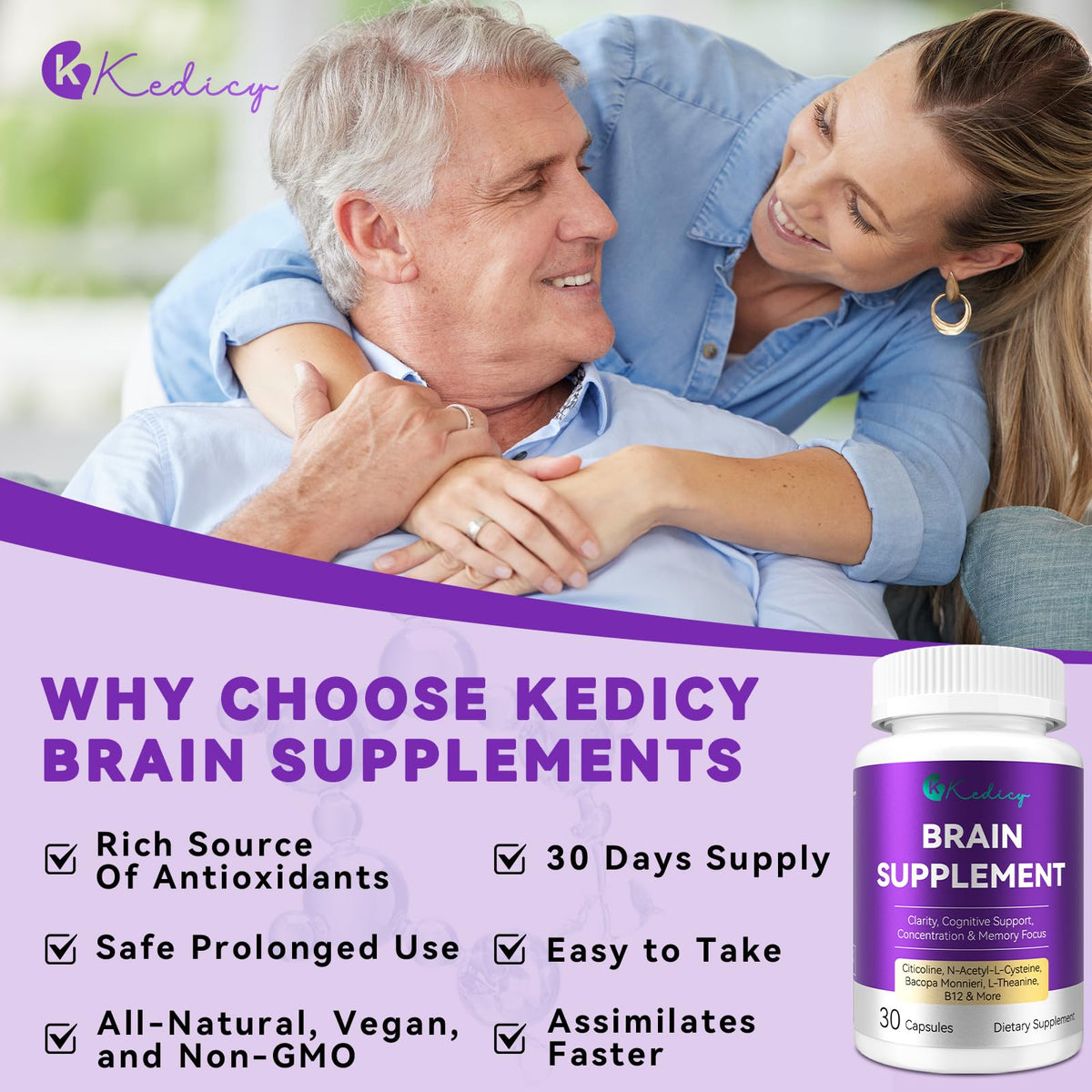 Flacon de Kedicy ouvert montrant les capsules à l'intérieur