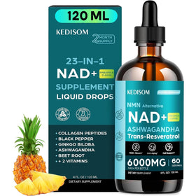 Flacon de KEDISOM NAD+ Liposomal 120 ml saveur ananas vue de face