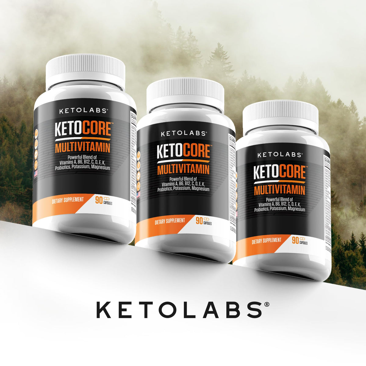 Flacon de Ketolabs Multivitamines Keto avec un fond naturel
