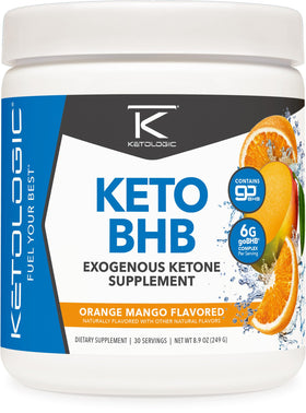 Flacon de Ketologic BHB Keto 30 portions saveur Orange Mango, vue de face