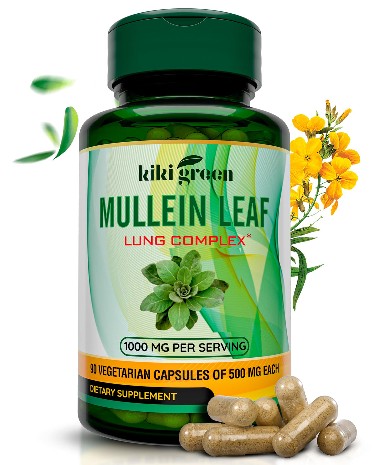 Flacon de KIKI Green Extrait de Feuille de Molène 1000mg, 90 capsules