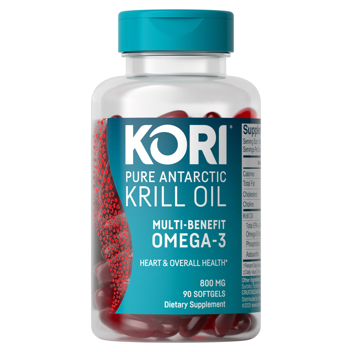 Flacon de Kori Krill Huile Omega-3 800mg 90 capsules