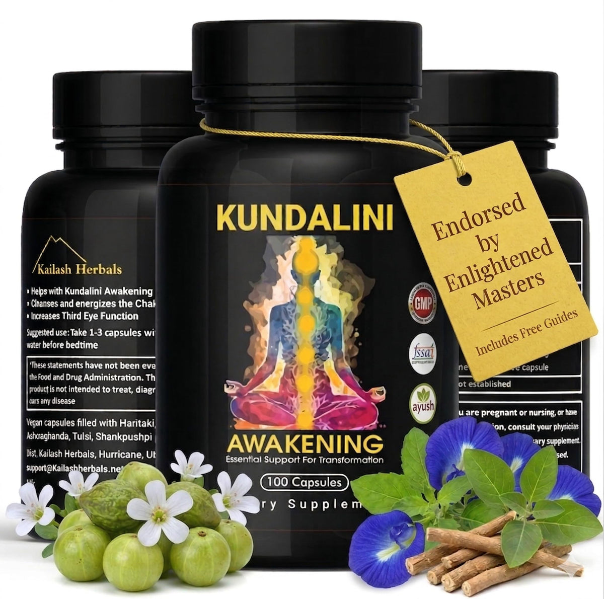 Flacon de Kundalini Awakening de Kailash Herbals avec 100 capsules végétales