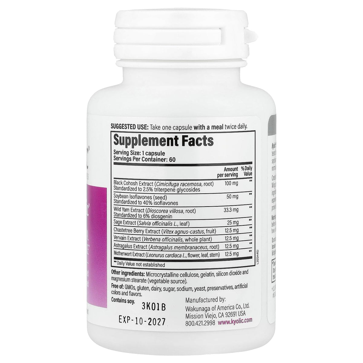 Flacon de Kyolic Estro Logic 60 capsules avec étiquette