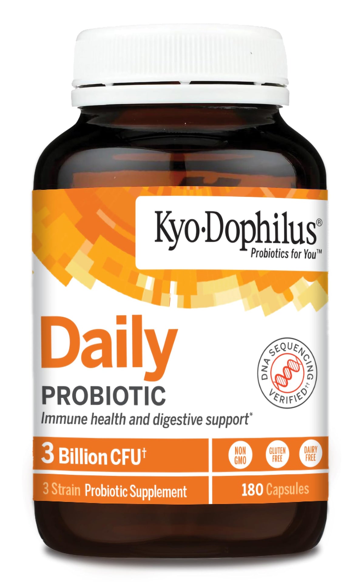 Flacon de Kyolic Kyo-Dophilus avec étiquette bien visible