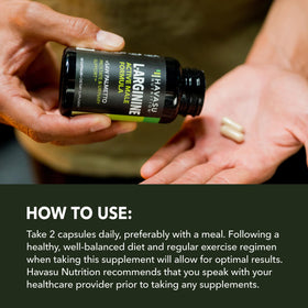 Flacon de L-Arginine HAVASU NUTRITION sur une table