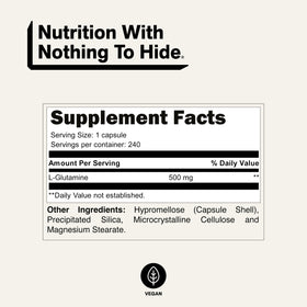 Flacon de L-Glutamine NAKED avec étiquette visible