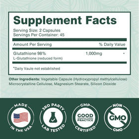Flacon de L-Glutathione PurePremium avec arrière-plan naturel