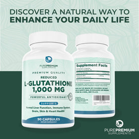 Flacon de L-Glutathione PurePremium sur une table en bois