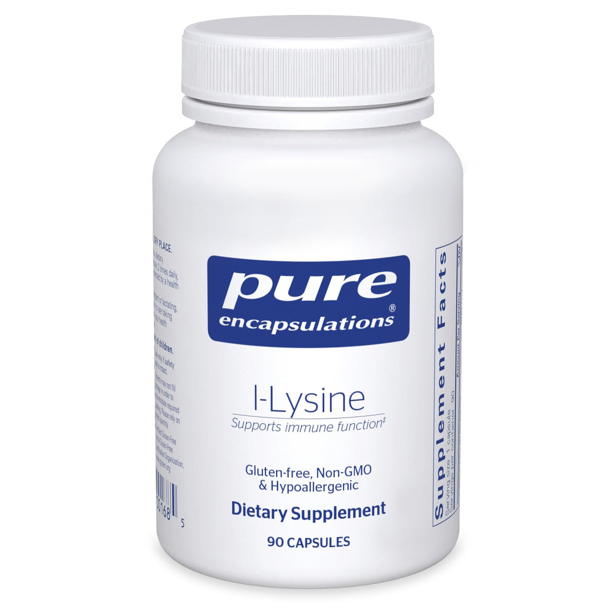 Flacon de L-Lysine Pure Encapsulations avec 90 capsules