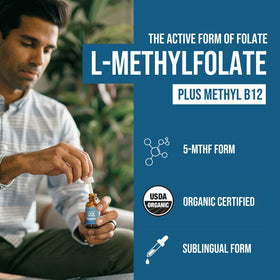 Flacon de L-Méthyl Folate 15mg Triquetra Health avec étiquette bien visible