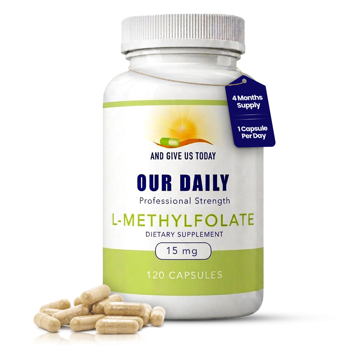 Flacon de L-Méthylfolate 15mg avec 120 capsules