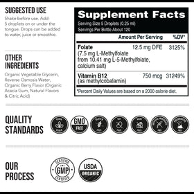 Flacon de L Methylfolate 7,5 mg Triquetra Health avec des baies