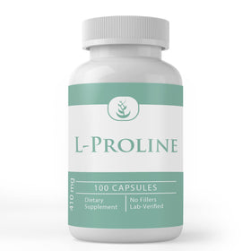 Flacon de L-Proline PURE ORIGINAL INGREDIENTS 100 capsules vue de face