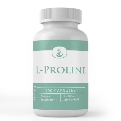 Flacon de L-Proline PURE ORIGINAL INGREDIENTS 100 capsules vue de face