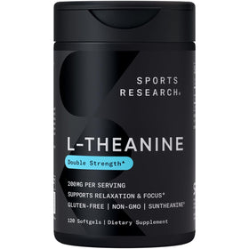 Flacon de L-Theanine 200mg de Sports Research avec 120 gélules molles