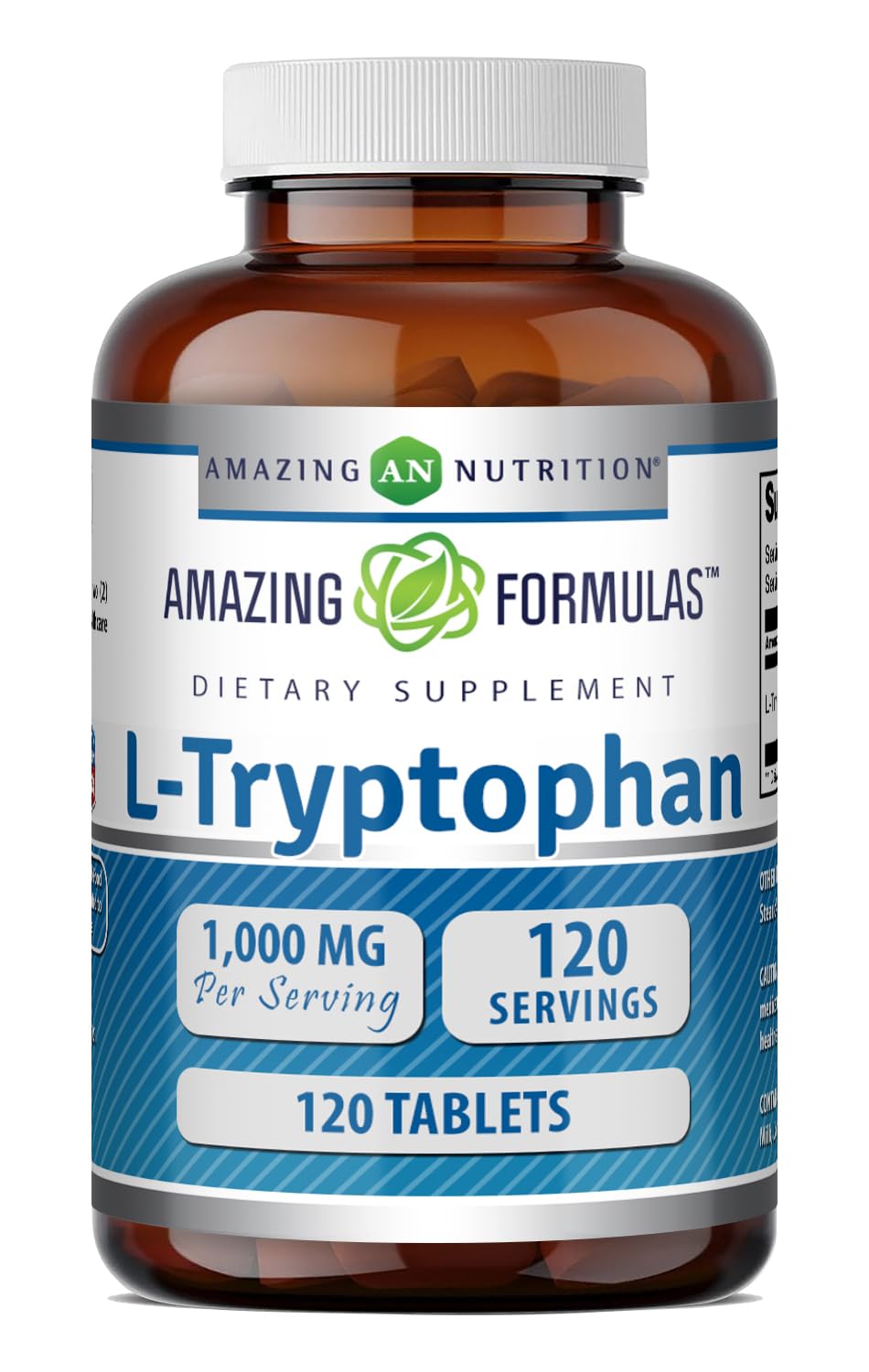 Flacon de L-Tryptophan 1000mg Amazing Nutrition, 120 comprimés