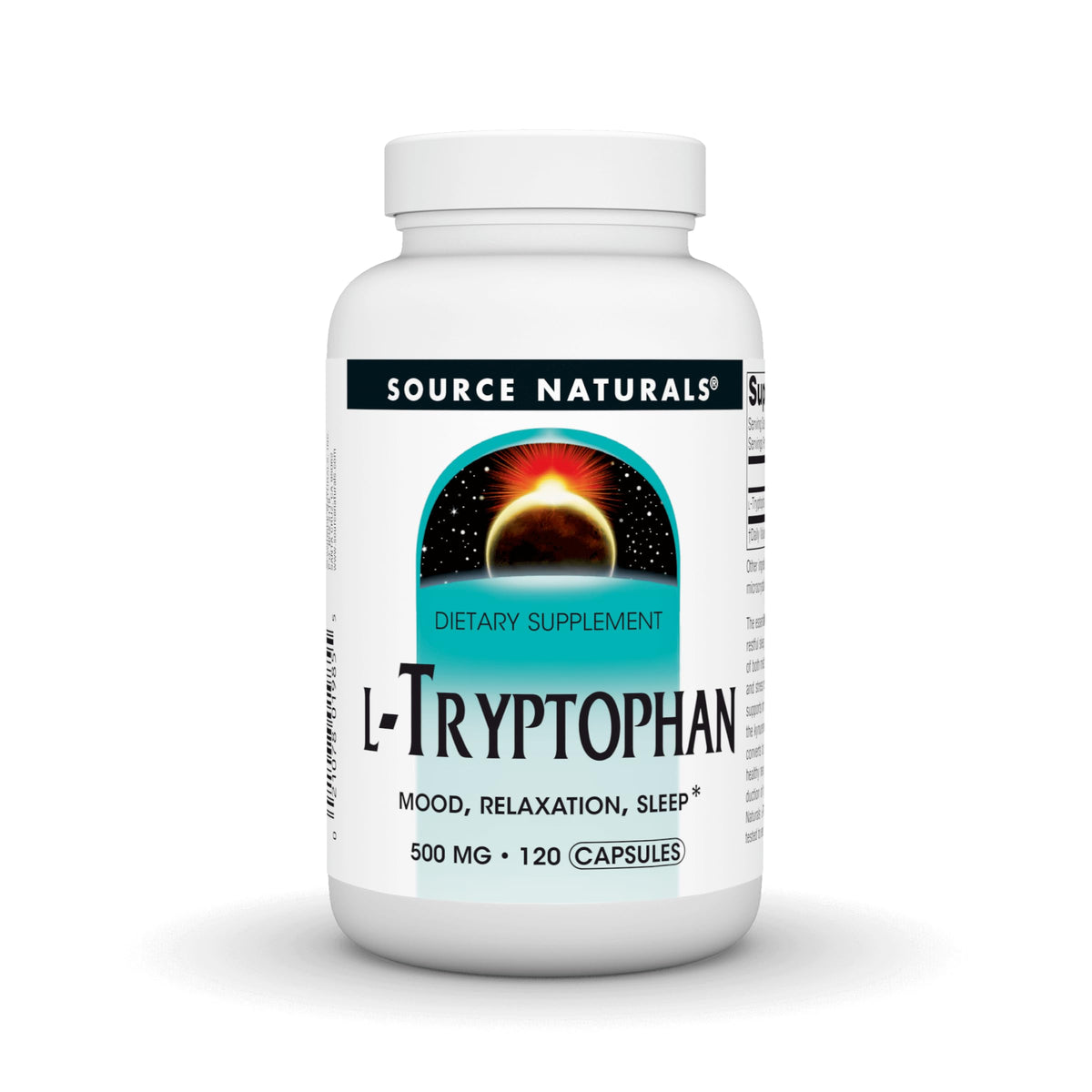 Flacon de L-Tryptophan 500mg Source Naturals vue de face