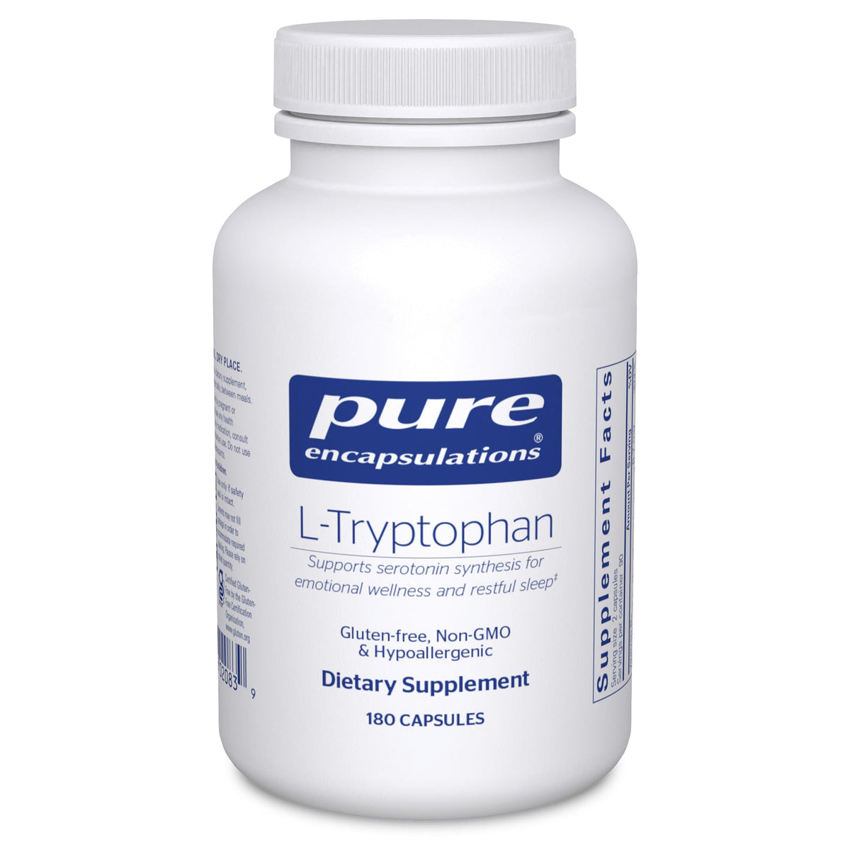 Flacon de L-Tryptophan Pure Encapsulations 180 capsules vue de face