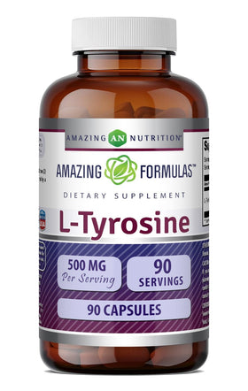 Flacon de L-Tyrosine 500 Mg Amazing Nutrition vue de face