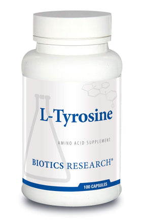 Flacon de L-Tyrosine 500mg BIOTICS RESEARCH avec 100 capsules