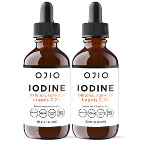 Flacon de la solution d'iode Lugol 2% d'Ojio vue de face