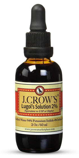 Flacon de la solution de Lugol 2% J. CROW'S 60 ml vue de face