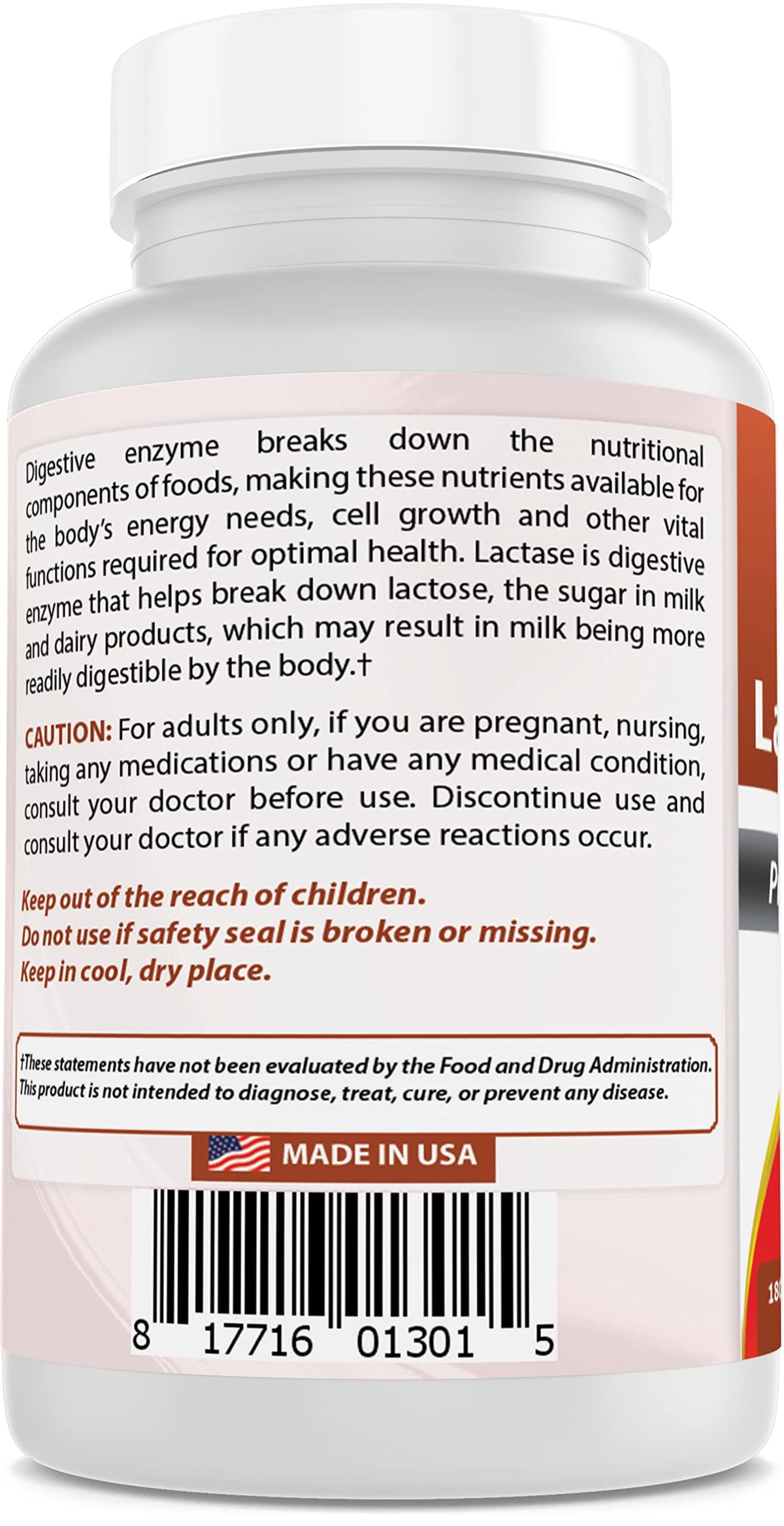 Flacon de lactase Best Naturals ouvert, montrant les comprimés