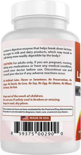 Flacon de lactase Best Naturals sur une table