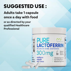 Flacon de lactoferrine MyImmunity avec dosage indiqué