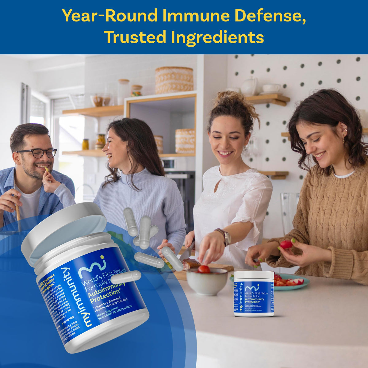 Flacon de lactoferrine MyImmunity ouvert avec capsules