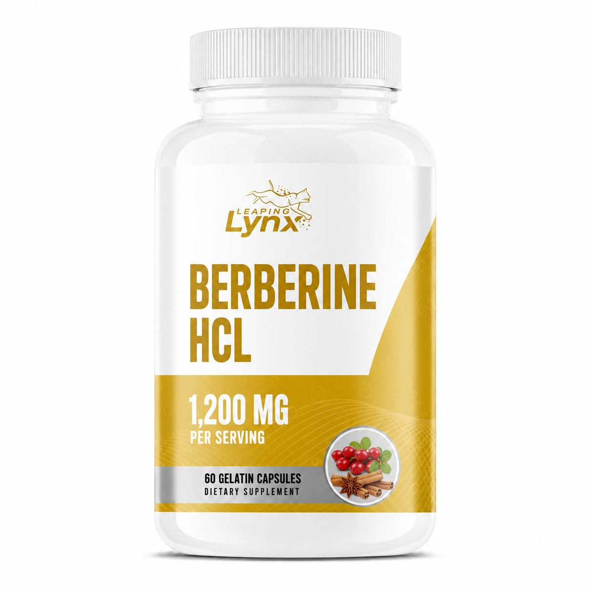Flacon de Leaping Lynx Berbérine HCl 1200mg 60 capsules