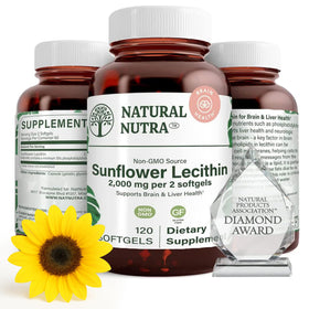 Flacon de lécithine de tournesol Natural Nutra 2000mg 360 softgels vue de face