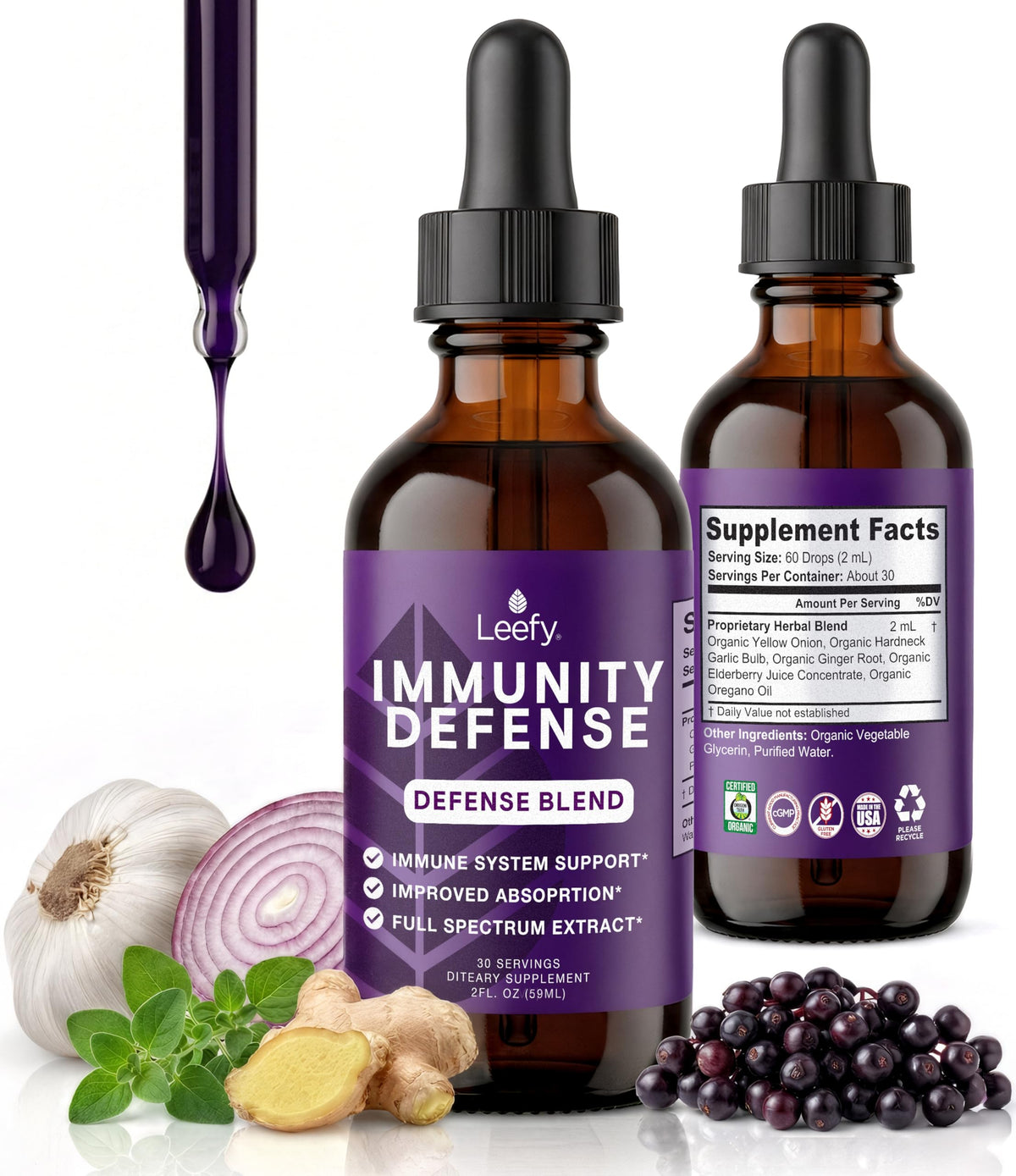 Flacon de Leefy Complément Alimentaire Naturel de Soutien daily wellness 30 Servings