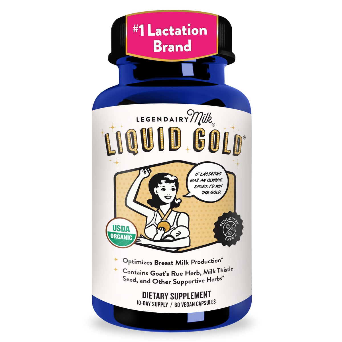 Flacon de Legendairy Milk Liquid Gold avec 60 capsules