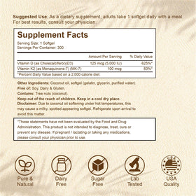 Flacon de LETSCOL contenant des capsules de Vitamine D3 et K2